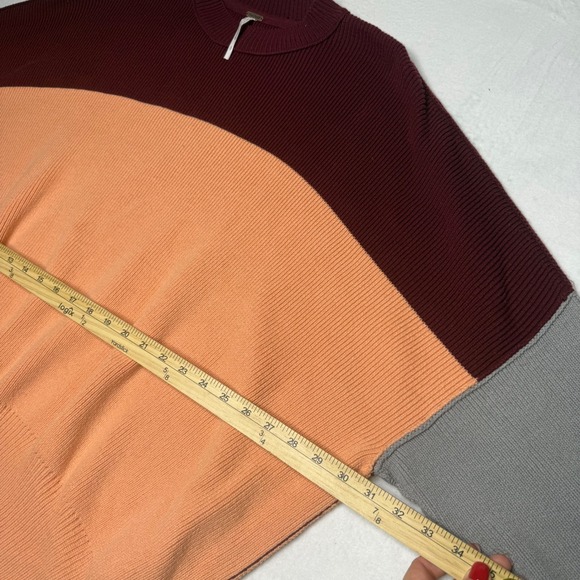 Free People Easy Street Crop Pullover Sweater Maroon Peach Grey Size Small - Picture 6 of 8